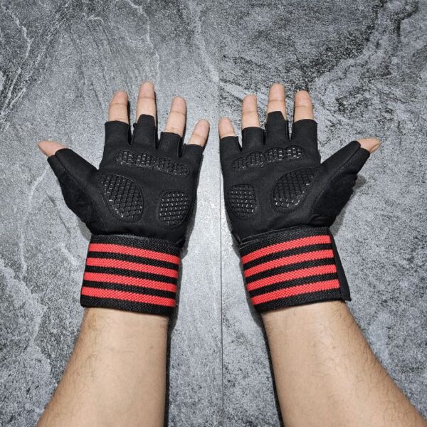 Weight Lifting GYM Gloves- BLACK RED