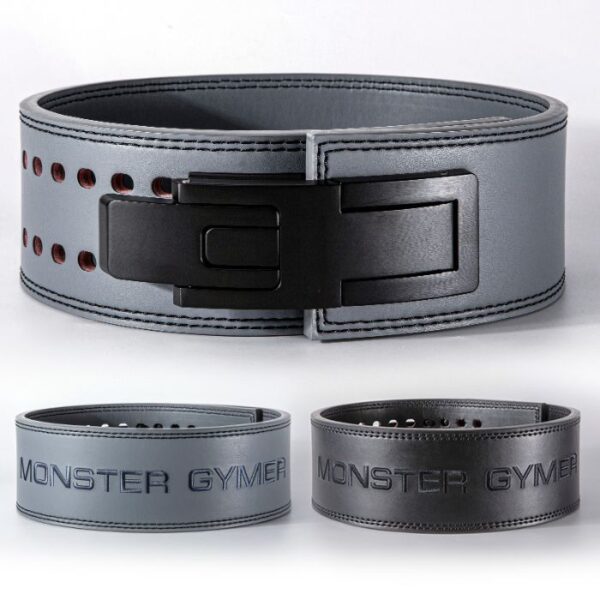 MONSTER GYMER ASH - Lever Leather Power Lifting 13mm Belt