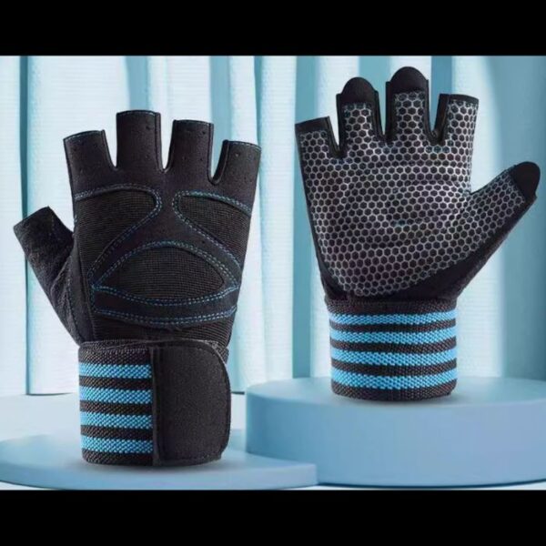 Half Finger Weightlifting Gloves- BLACK BLUE