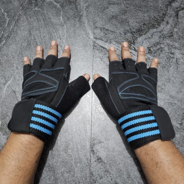 Half Finger Weightlifting Gloves- BLACK BLUE