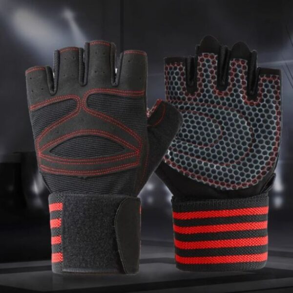 Half Finger Weightlifting Gloves- BLACK RED