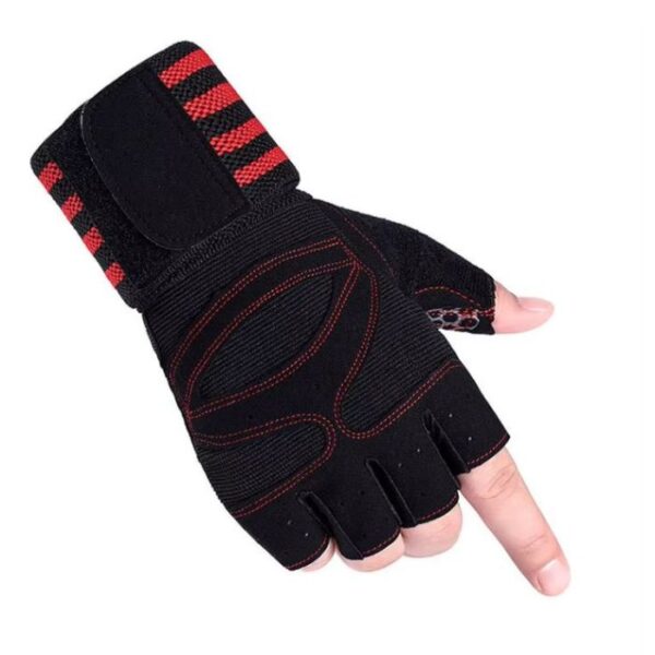 Half Finger Weightlifting Gloves- BLACK RED