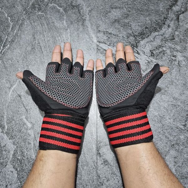 Half Finger Weightlifting Gloves- BLACK RED