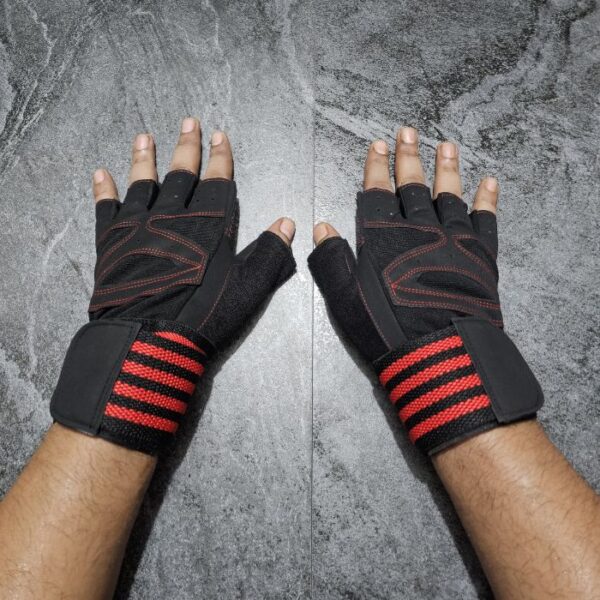 Half Finger Weightlifting Gloves- BLACK RED