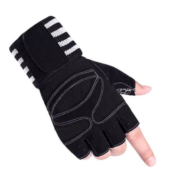 Half Finger Weightlifting Gloves- BLACK WHITE