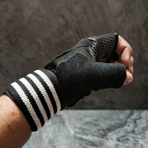 Half Finger Weightlifting Gloves- BLACK WHITE