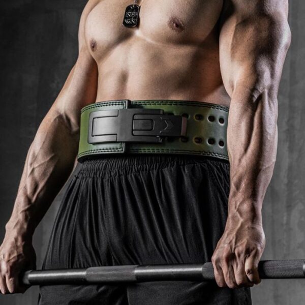 FITER GYMER ARMY GREEN – Lever Leather Power Lifting 11MM Belt