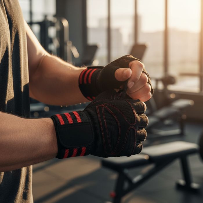 Half Finger Weightlifting Gloves- BLACK RED