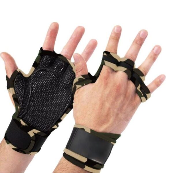 Weight Lifting Gym Gloves – Camo Design with Wrist Support & Palm Protection