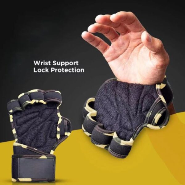 Weight Lifting Gym Gloves – Camo Design with Wrist Support & Palm Protection