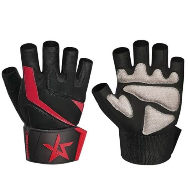 LARA*STAR Premium Weightlifting Workout Gloves with Wrist Support- BLACK RED