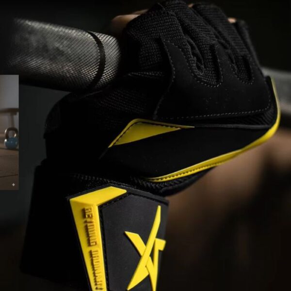 LARA*STAR Premium Weightlifting Workout Gloves with Wrist Support- BLACK YELLOW