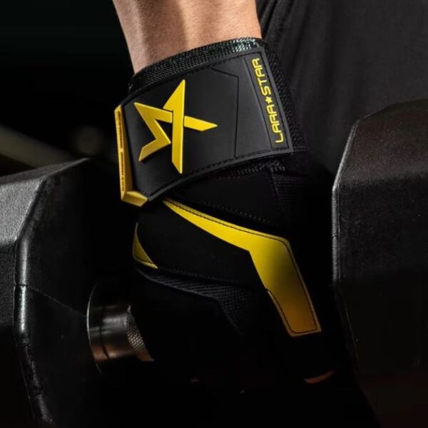 LARA*STAR Premium Weightlifting Workout Gloves with Wrist Support- BLACK YELLOW