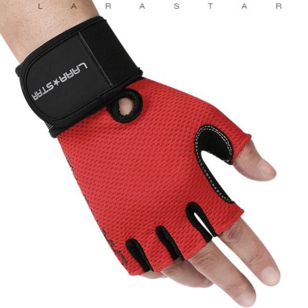 LARA*STAR Premium Microfiber Half-Finger Weight Lifting Gloves- RED