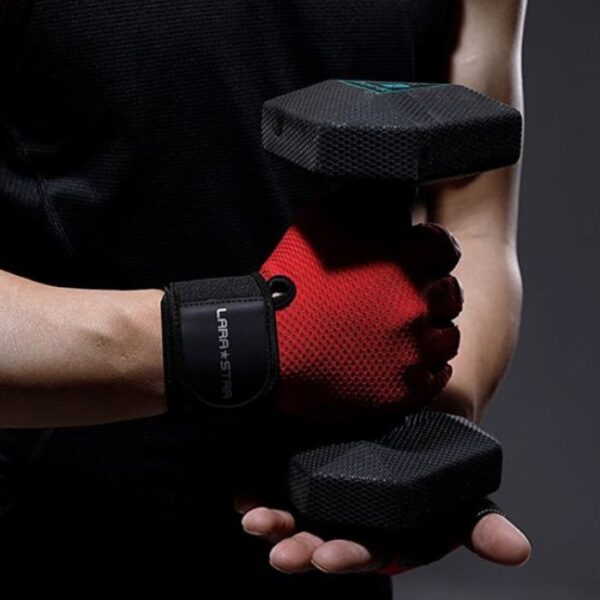 LARA*STAR Premium Microfiber Half-Finger Weight Lifting Gloves- RED