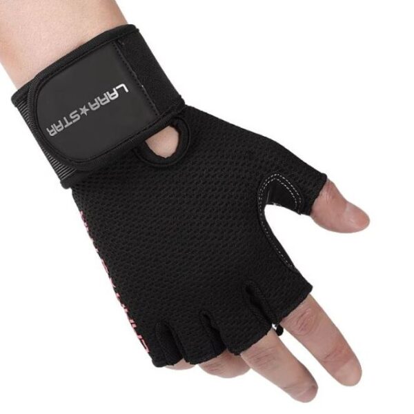 LARA*STAR Premium Microfiber Half-Finger Weight Lifting Gloves- BLACK