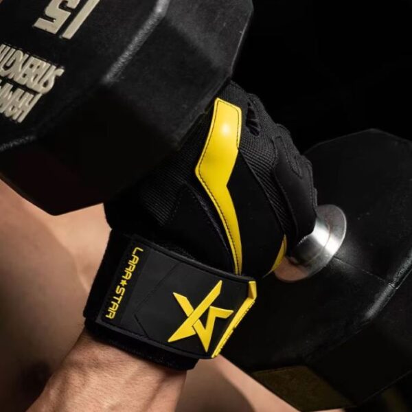 LARA*STAR Premium Weightlifting Workout Gloves with Wrist Support- BLACK YELLOW