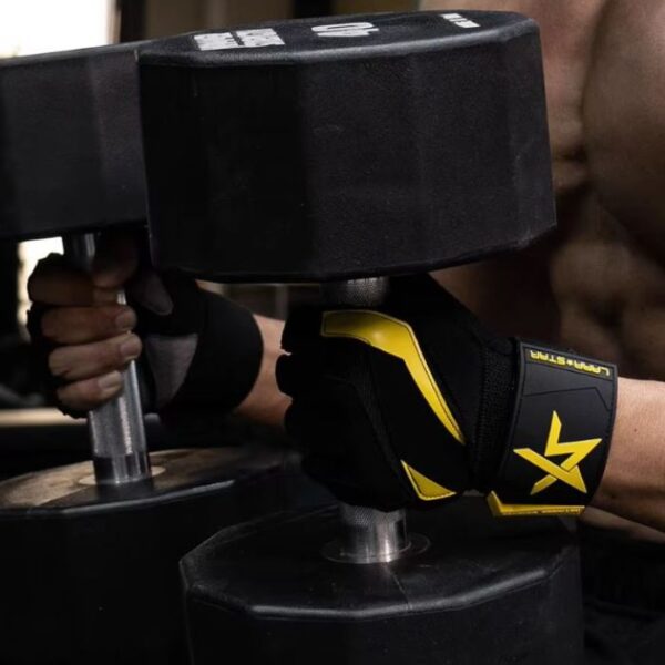 LARA*STAR Premium Weightlifting Workout Gloves with Wrist Support- BLACK YELLOW