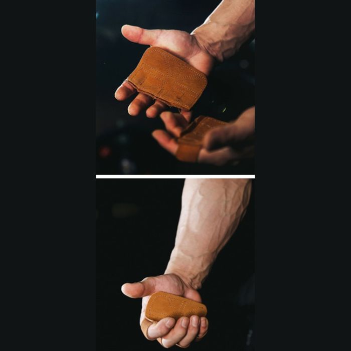 Four-Finger Grip Training Pad Cowhide Leather- BROWN