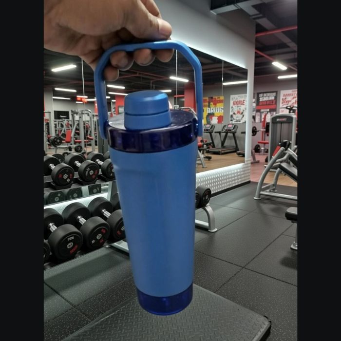 Premium Double Wall Stainless Steel Vacuum Insulated Shaker Bottle with Storage Bottom- BLUE