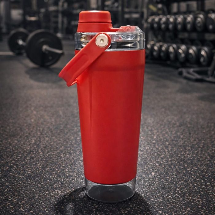 Premium Double Wall Stainless Steel Vacuum Insulated Shaker Bottle with Storage Bottom- RED