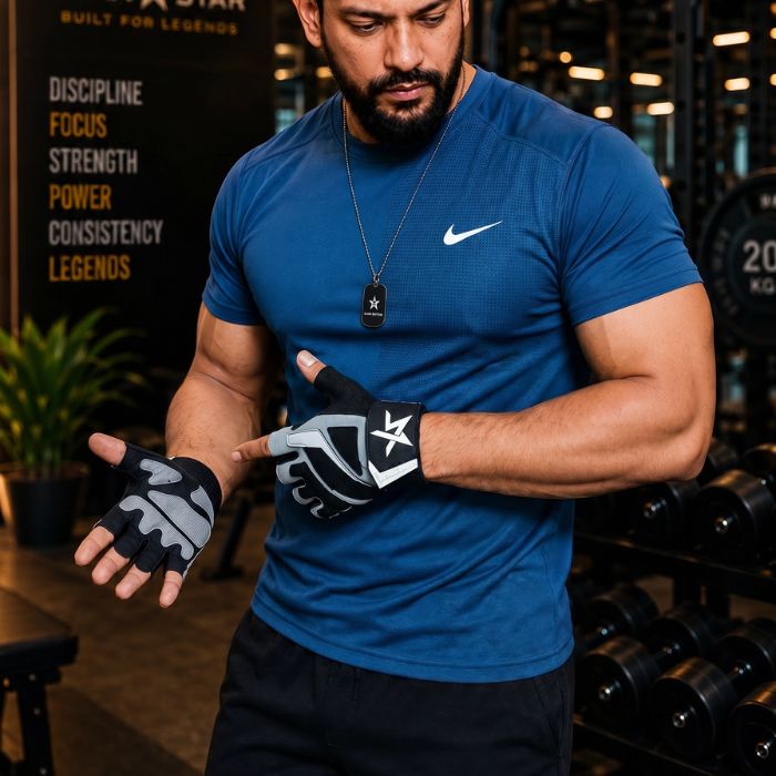 LARA*STAR Premium Weightlifting Workout Gloves with Wrist Support- Black Gray