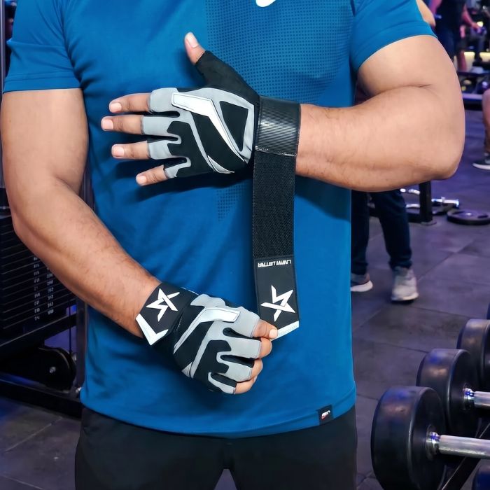 LARA*STAR Premium Weightlifting Workout Gloves with Wrist Support- Black Gray