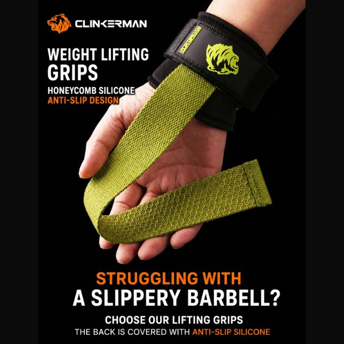 Clinkerman Pro Lifting Straps with 3D Honeycomb Silicone- GREEN