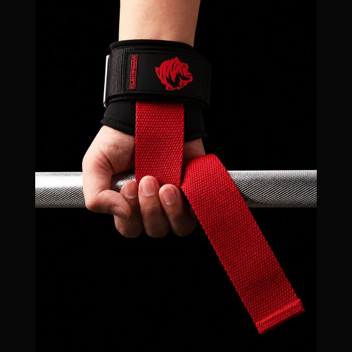 Clinkerman Pro Lifting Straps with 3D Honeycomb Silicone- RED
