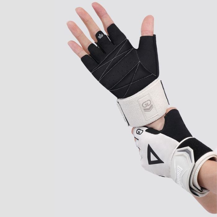 Gounod GL081 Premium Fitness Half-Finger Gloves- BLACK WHITE