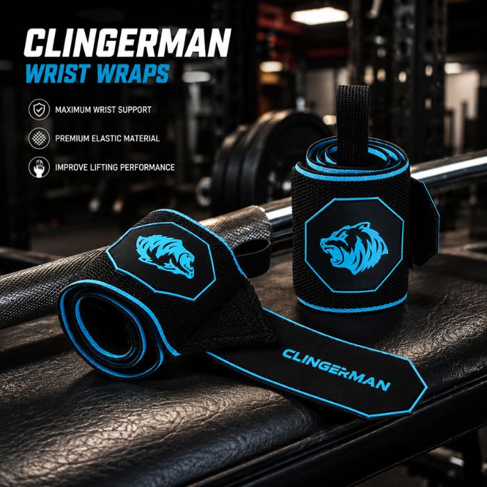 CLINGERMAN Wrist Wraps Anti-slip Silicone- BLACK BLUE