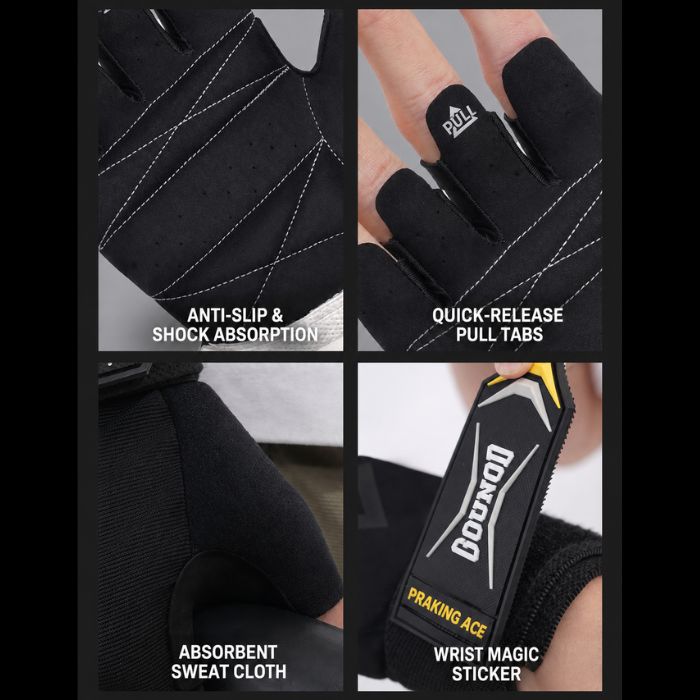Gounod GL081 Premium Fitness Half-Finger Gloves- BLACK