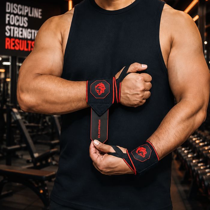CLINGERMAN Wrist Wraps Anti-slip Silicone- BLACK RED