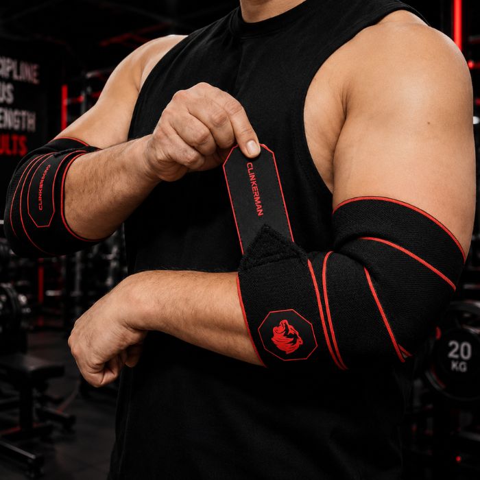 Clinkerman Elbow Wraps Non-Slip Silicone- BLACK RED