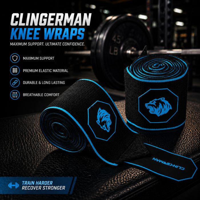 Clinkerman Knee Wraps Non-Slip Silicone- BLACK BLUE