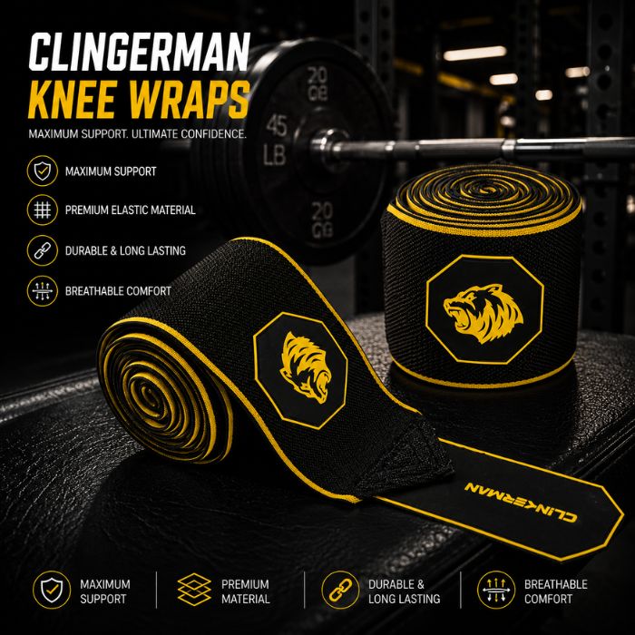 Clinkerman Knee Wraps Non-Slip Silicone- BLACK YELLOW