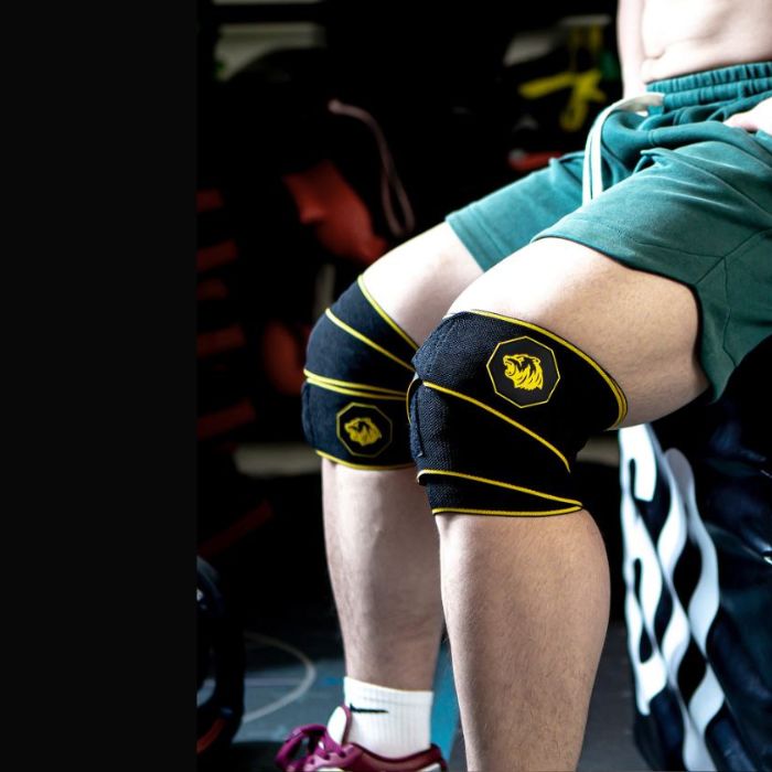 Clinkerman Knee Wraps Non-Slip Silicone- BLACK YELLOW