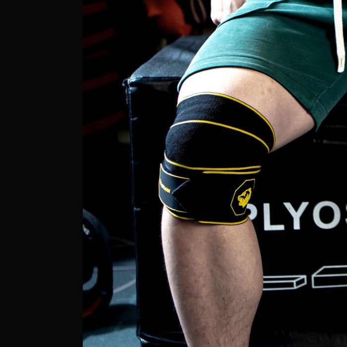 Clinkerman Knee Wraps Non-Slip Silicone- BLACK YELLOW